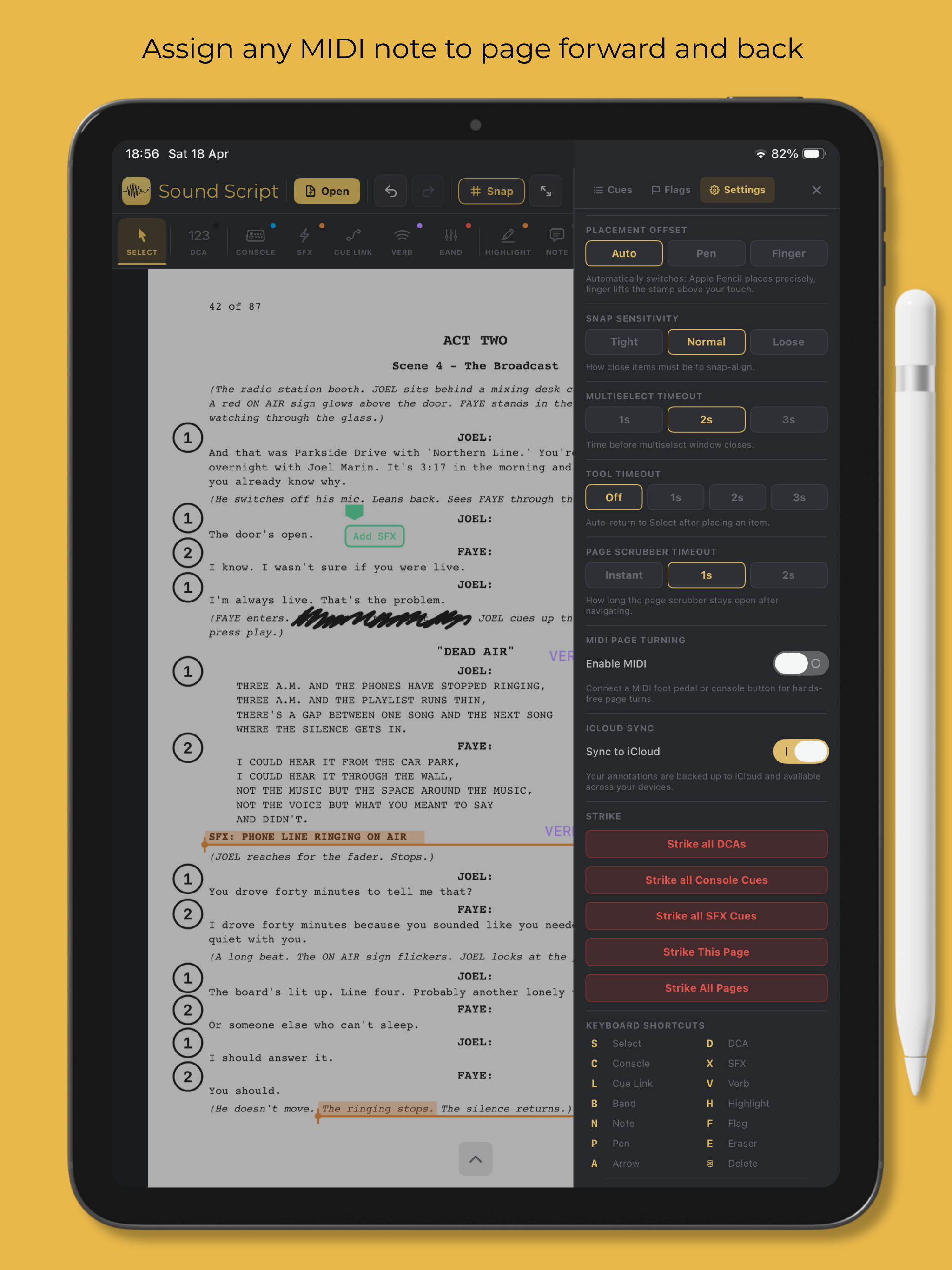 Assign any MIDI note to page forward and back